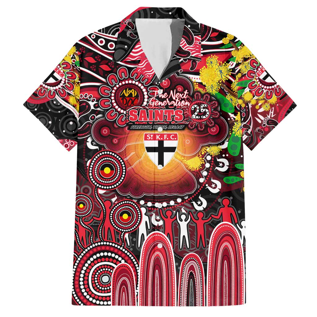 Personalised NAIDOC Week 2025 Saints Football Family Matching Short Sleeve Bodycon Dress and Hawaiian Shirt Aboriginal Dot Painting
