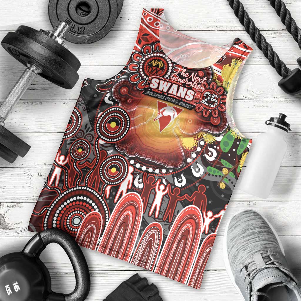 Personalised NAIDOC Week 2025 Swans Football Men Tank Top Aboriginal Dot Painting