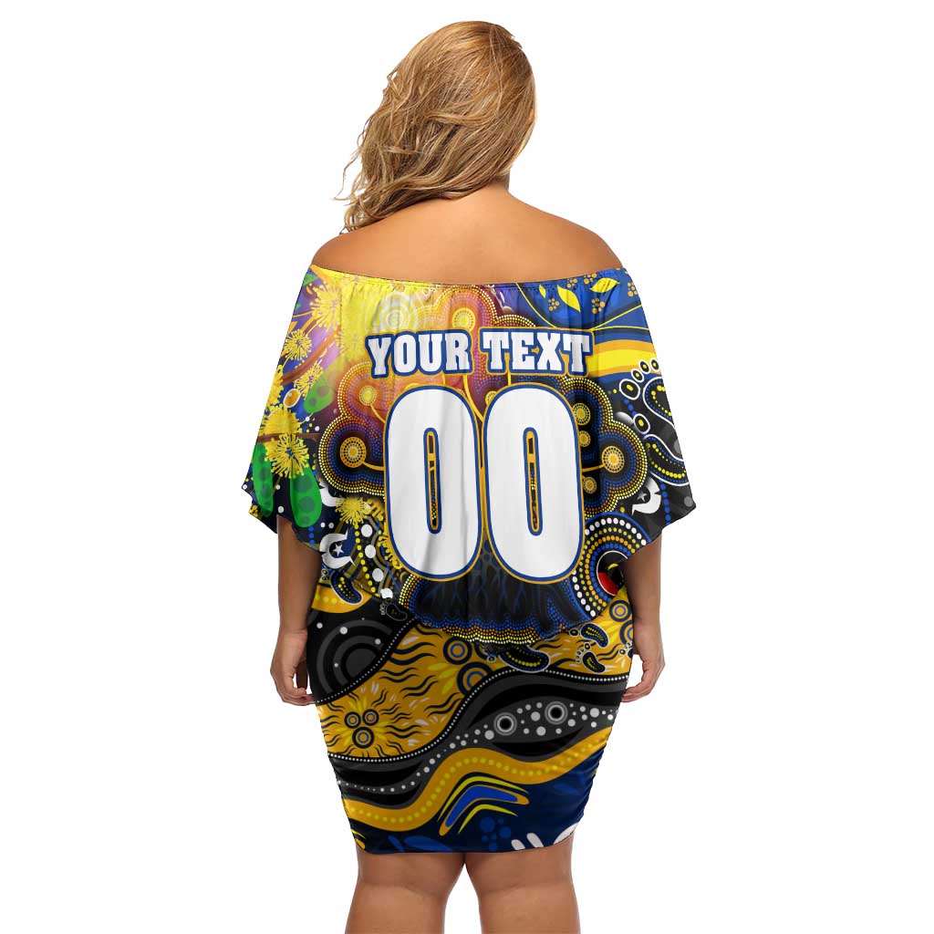 Personalised NAIDOC Week 2025 Eagles Football Family Matching Off Shoulder Short Dress and Hawaiian Shirt Aboriginal Dot Painting
