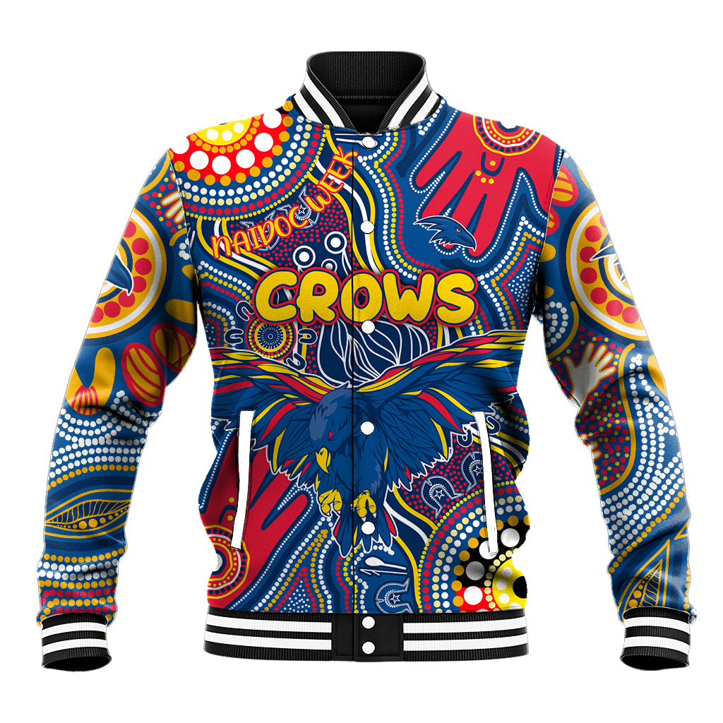 Personalised NAIDOC Week 2024 Adelaide Crows Baseball Jacket Australian Aboriginal Hand Painting