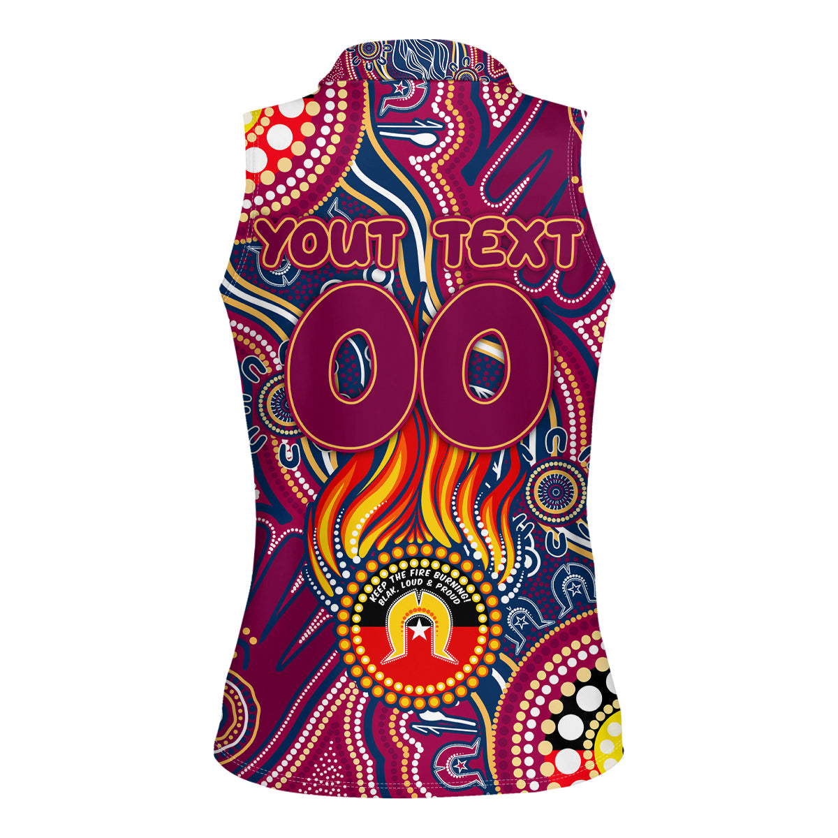 Personalised NAIDOC Week 2024 Brisbane Lions Women Sleeveless Polo Shirt Australian Aboriginal Hand Painting