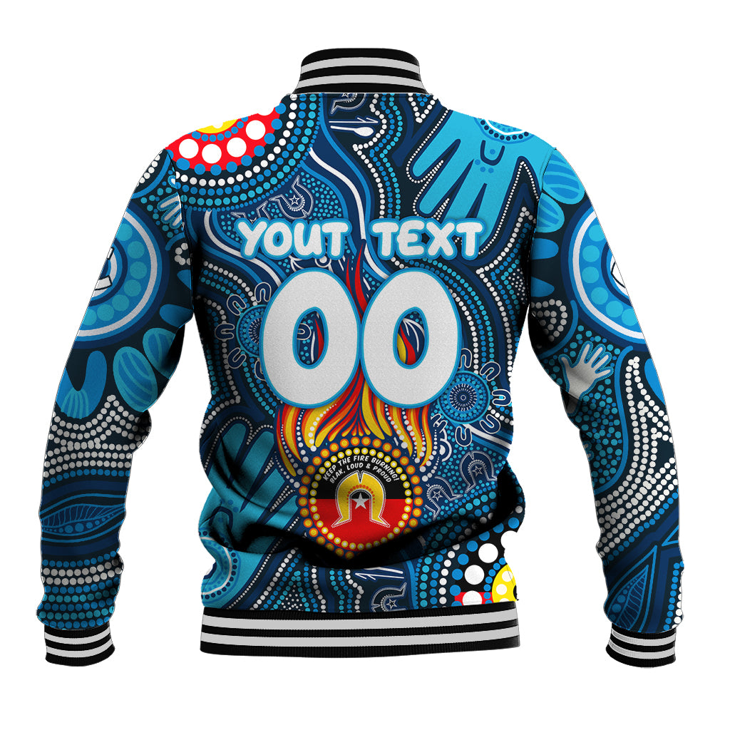 Personalised NAIDOC Week 2024 Carlton Blues Baseball Jacket Australian Aboriginal Hand Painting