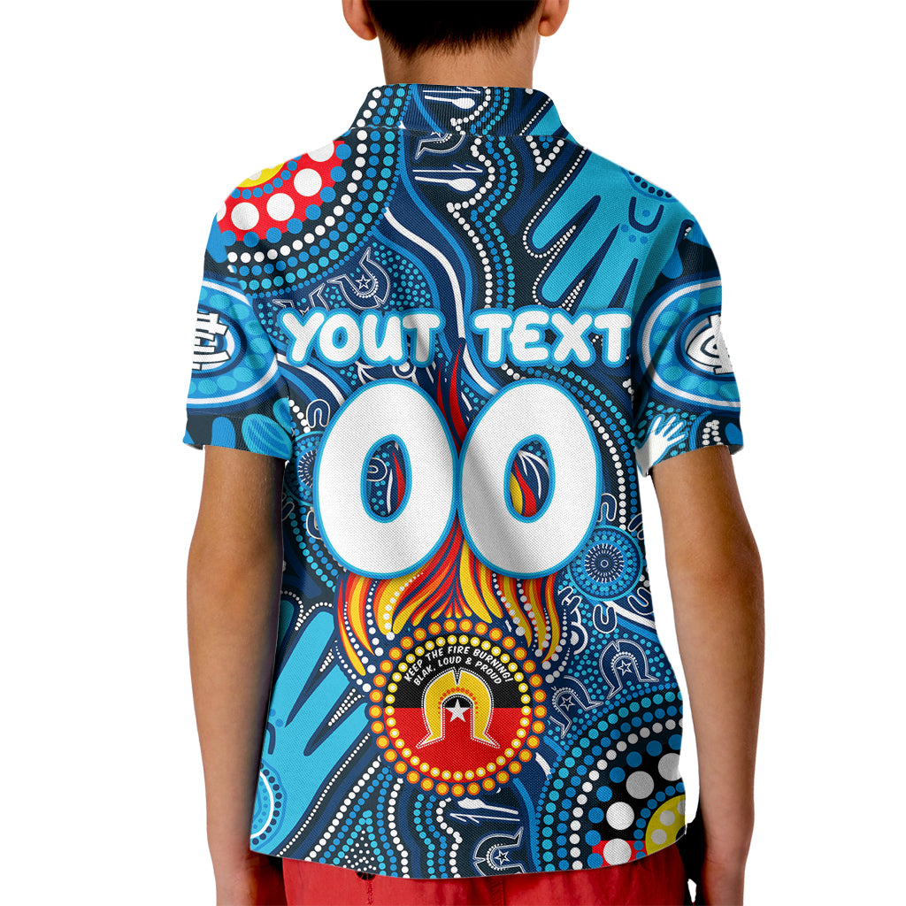 Personalised NAIDOC Week 2024 Carlton Blues Kid Polo Shirt Australian Aboriginal Hand Painting