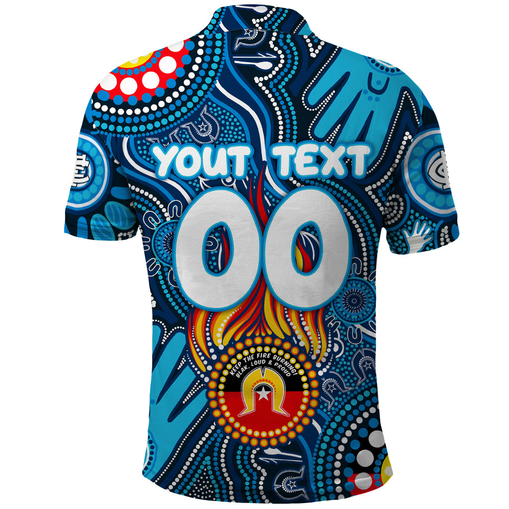 Personalised NAIDOC Week 2024 Carlton Blues Polo Shirt Australian Aboriginal Hand Painting