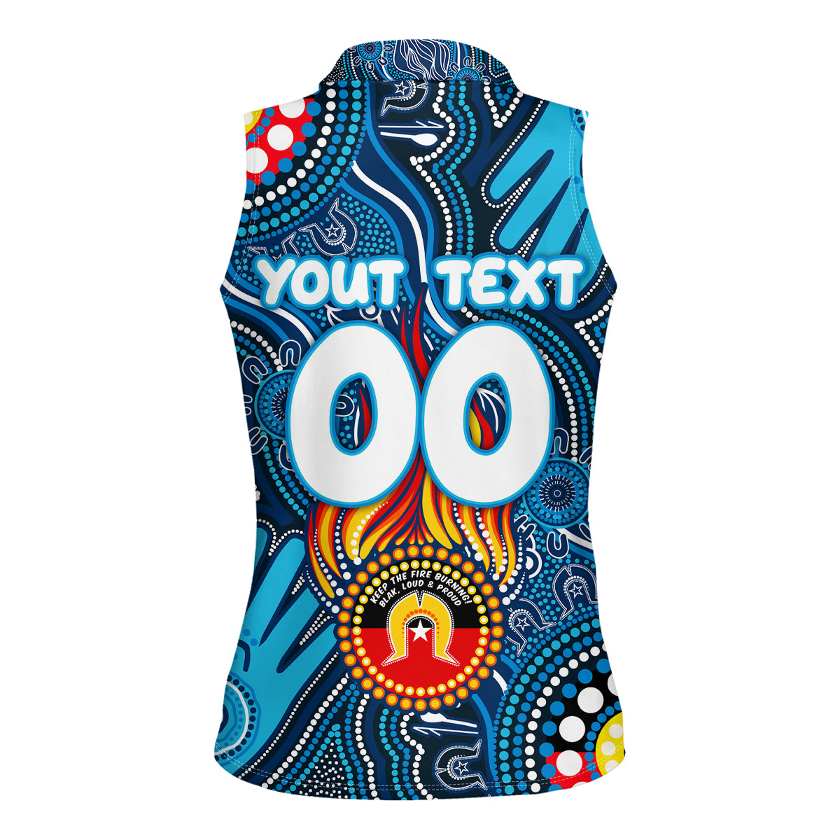 Personalised NAIDOC Week 2024 Carlton Blues Women Sleeveless Polo Shirt Australian Aboriginal Hand Painting