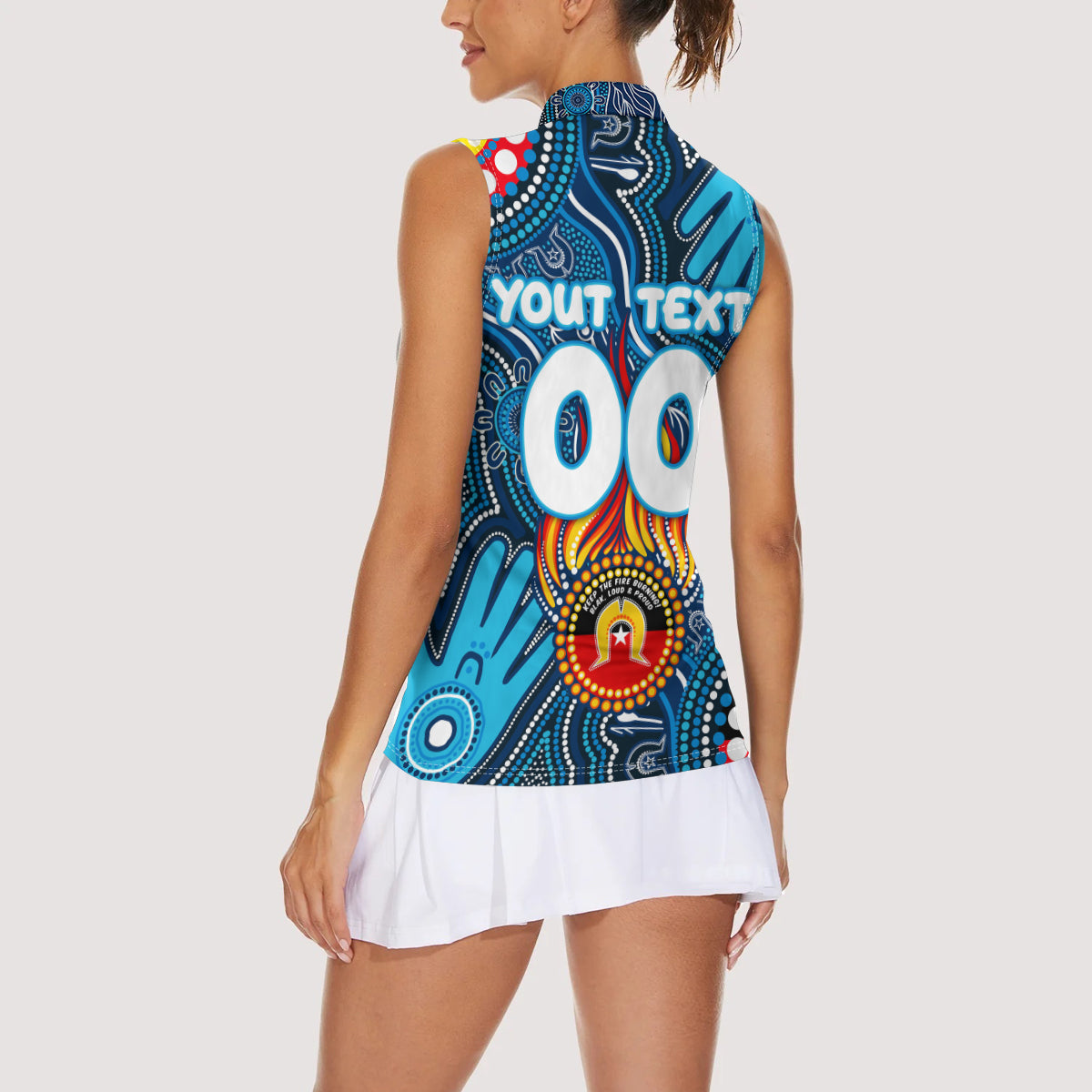 Personalised NAIDOC Week 2024 Carlton Blues Women Sleeveless Polo Shirt Australian Aboriginal Hand Painting