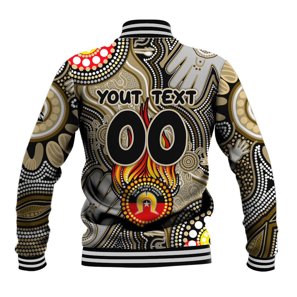 Personalised NAIDOC Week 2024 Collingwood Magpies Baseball Jacket Australian Aboriginal Hand Painting