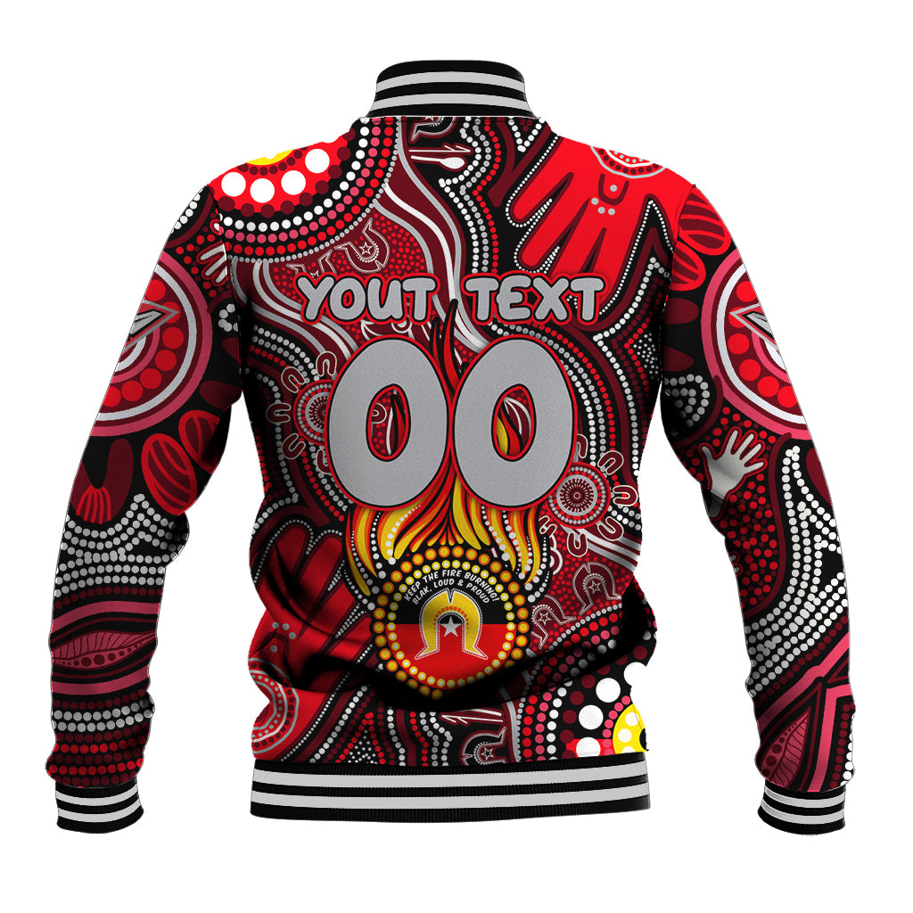 Personalised NAIDOC Week 2024 Essendon Bombers Baseball Jacket Australian Aboriginal Hand Painting