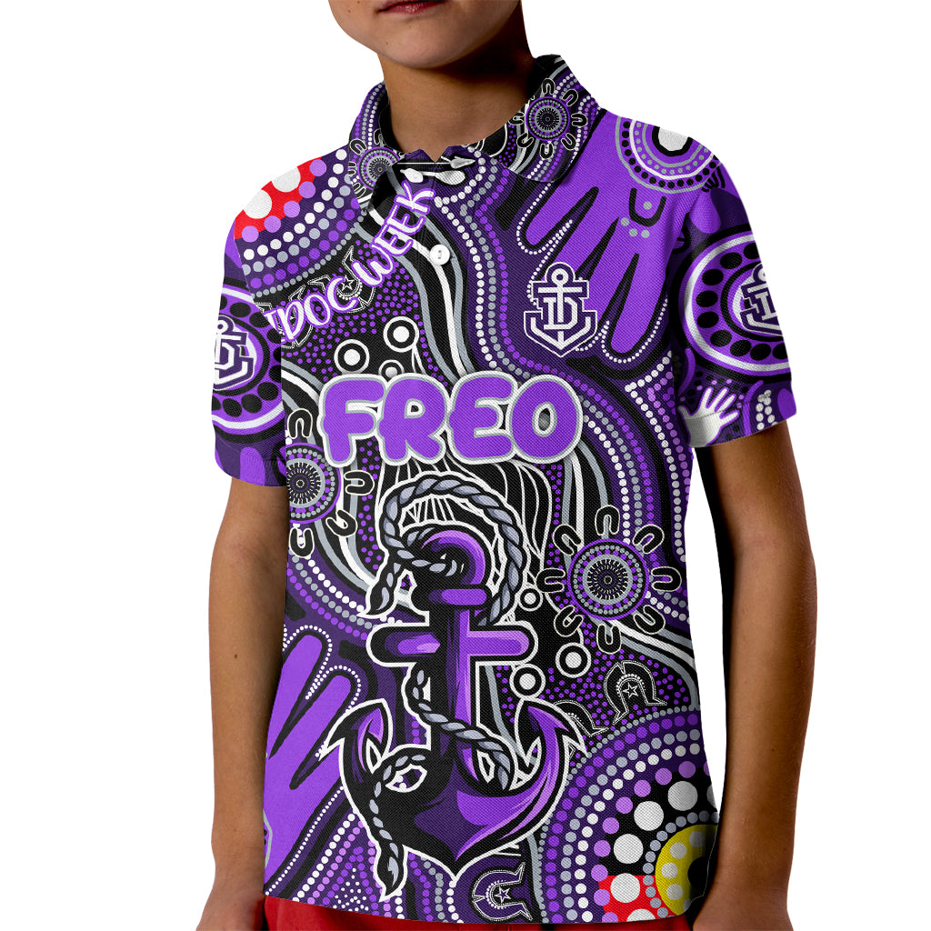 Personalised NAIDOC Week 2024 Fremantle Dockers Freo Kid Polo Shirt Australian Aboriginal Hand Painting