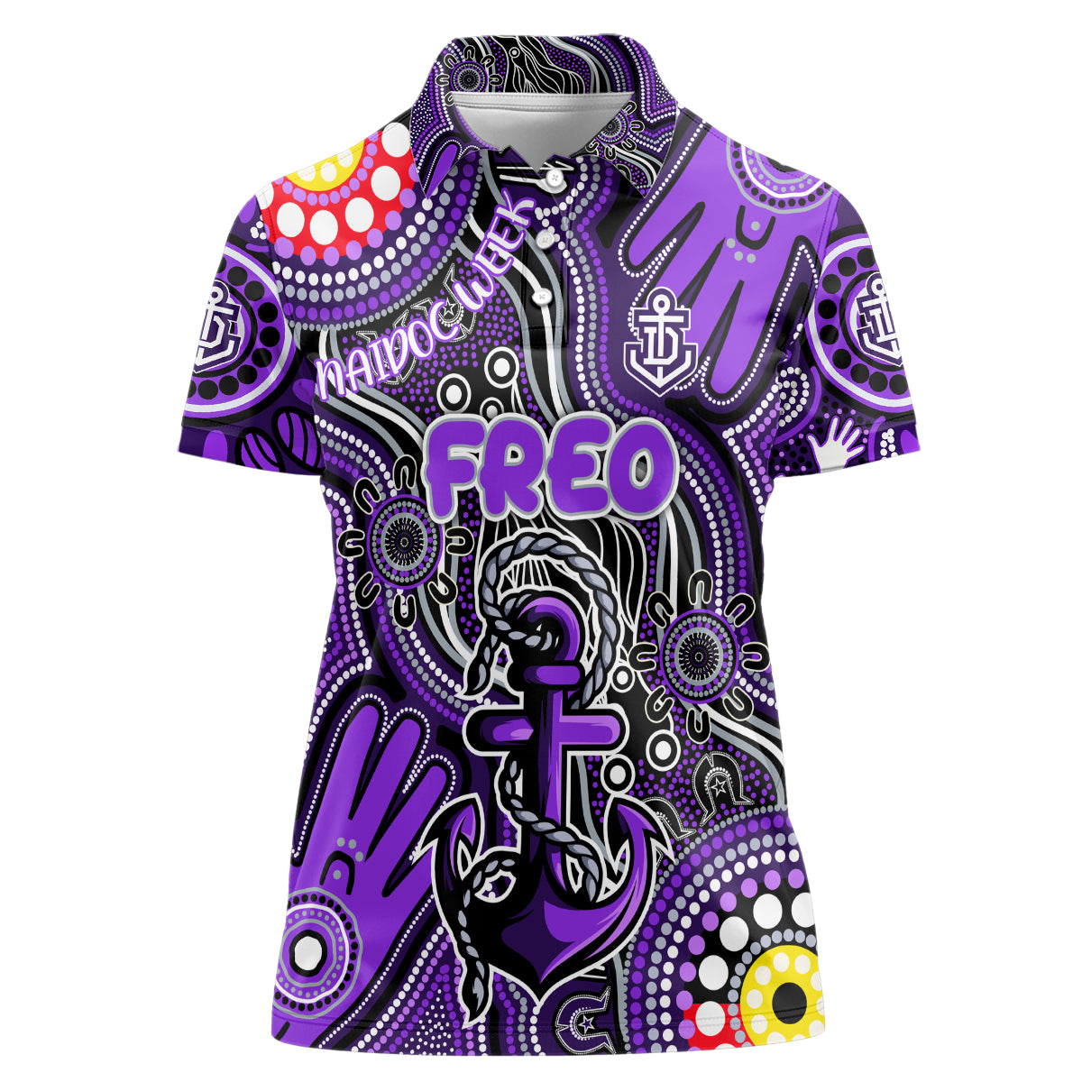 Personalised NAIDOC Week 2024 Fremantle Dockers Freo Women Polo Shirt Australian Aboriginal Hand Painting