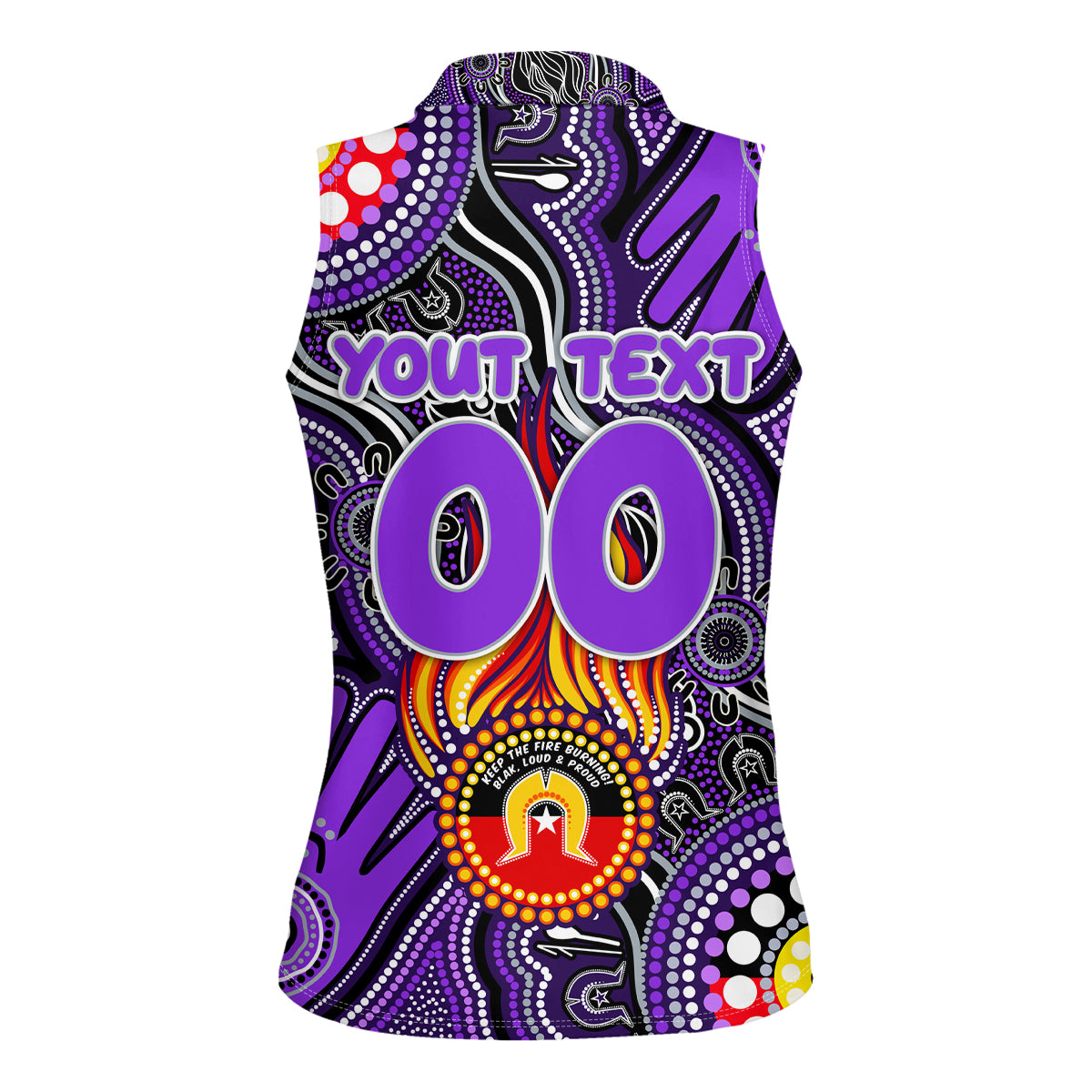 Personalised NAIDOC Week 2024 Fremantle Dockers Freo Women Sleeveless Polo Shirt Australian Aboriginal Hand Painting