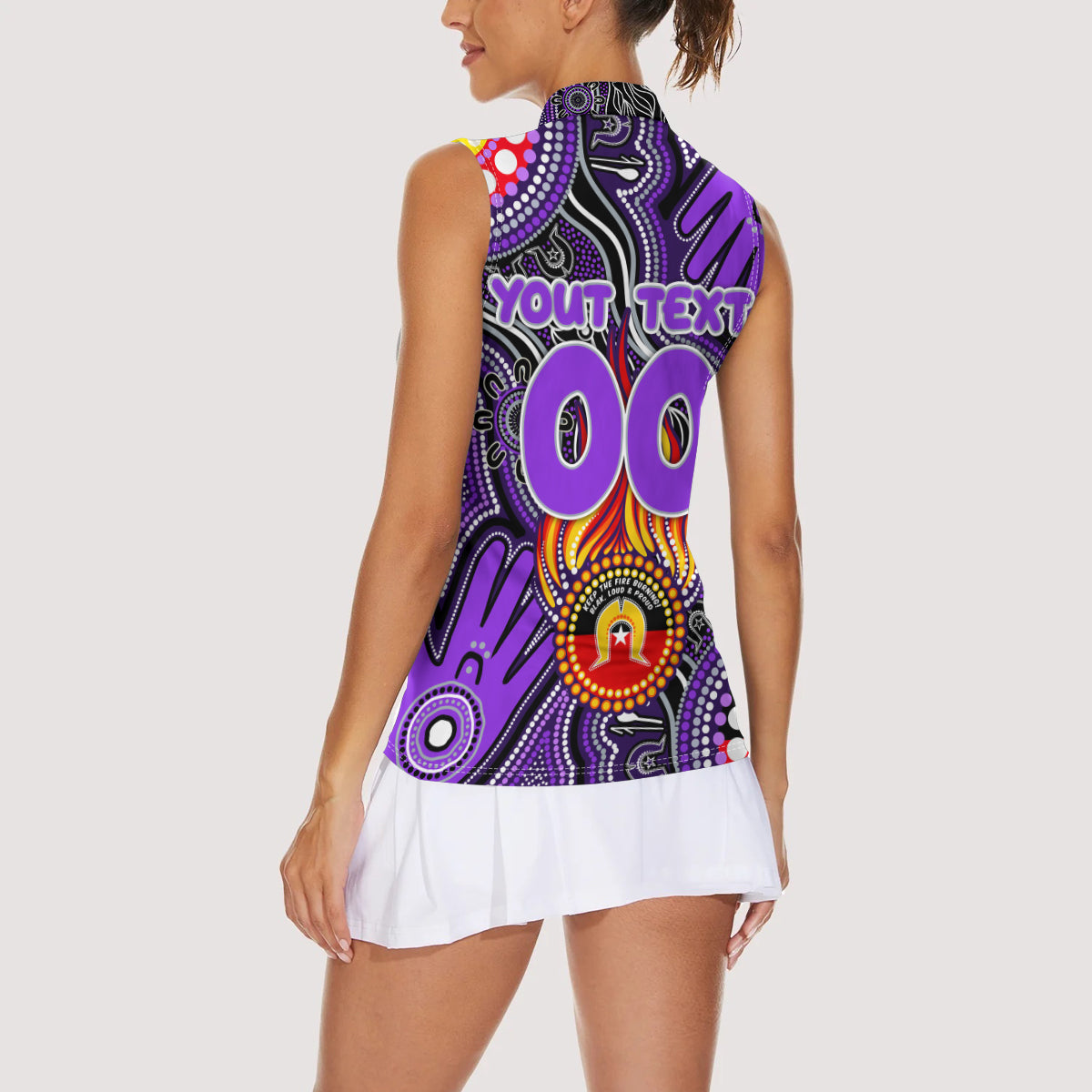 Personalised NAIDOC Week 2024 Fremantle Dockers Freo Women Sleeveless Polo Shirt Australian Aboriginal Hand Painting