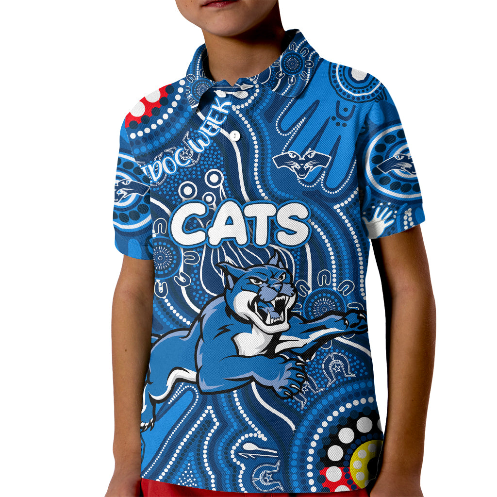 Personalised NAIDOC Week 2024 Geelong Cats Kid Polo Shirt Australian Aboriginal Hand Painting