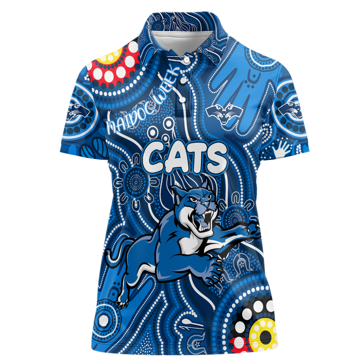 Personalised NAIDOC Week 2024 Geelong Cats Women Polo Shirt Australian Aboriginal Hand Painting