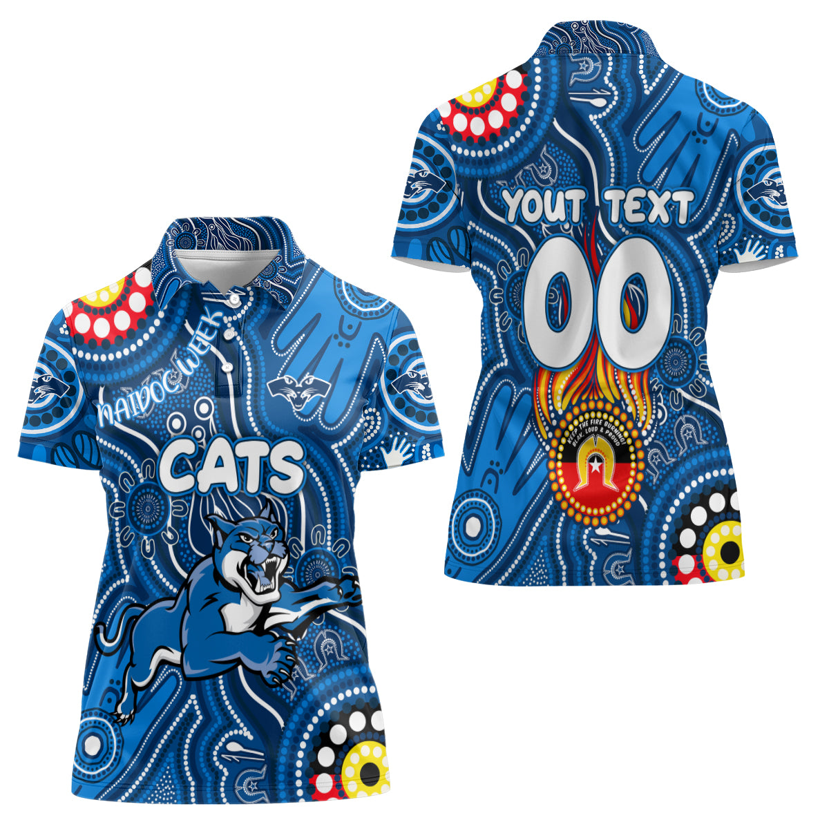 Personalised NAIDOC Week 2024 Geelong Cats Women Polo Shirt Australian Aboriginal Hand Painting