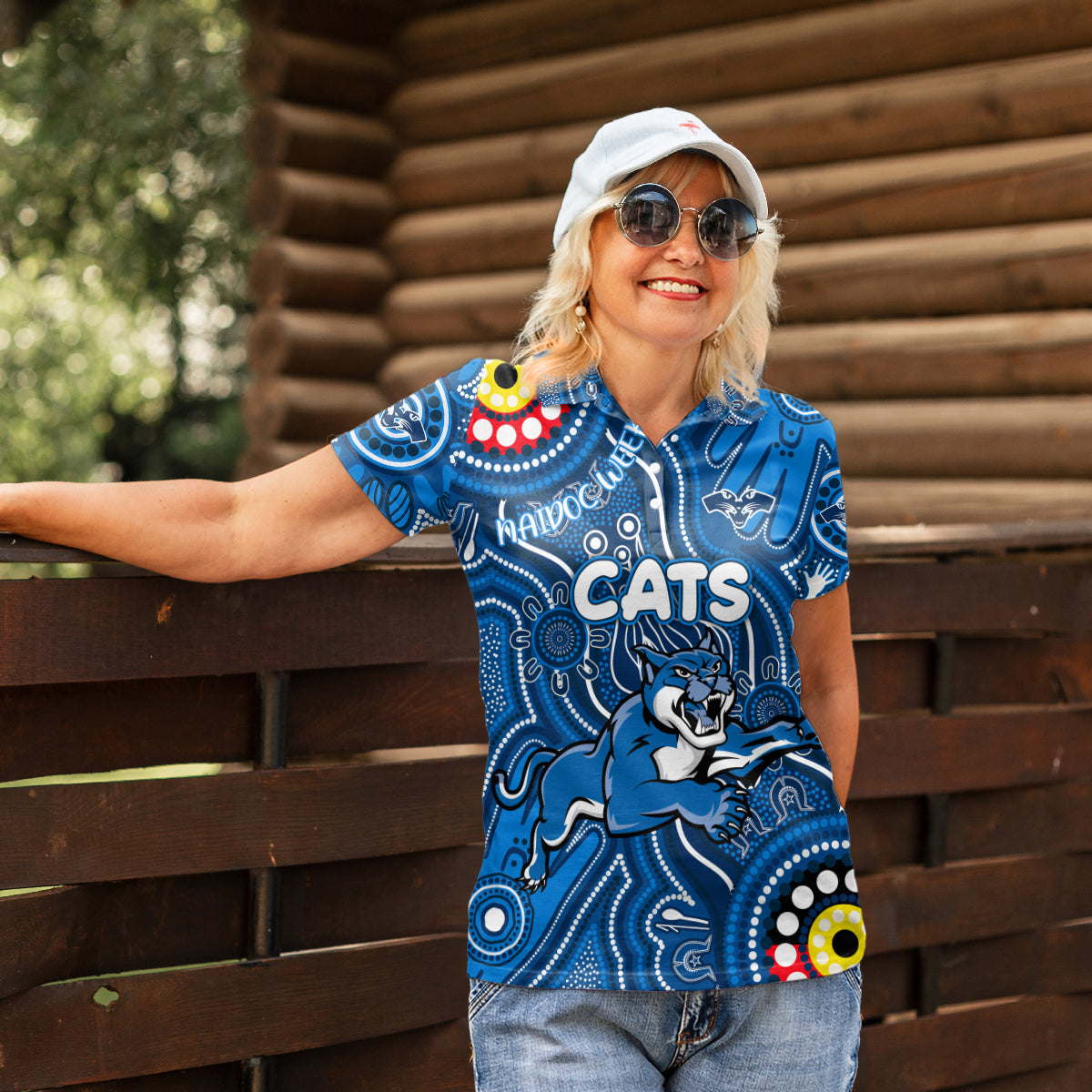 Personalised NAIDOC Week 2024 Geelong Cats Women Polo Shirt Australian Aboriginal Hand Painting