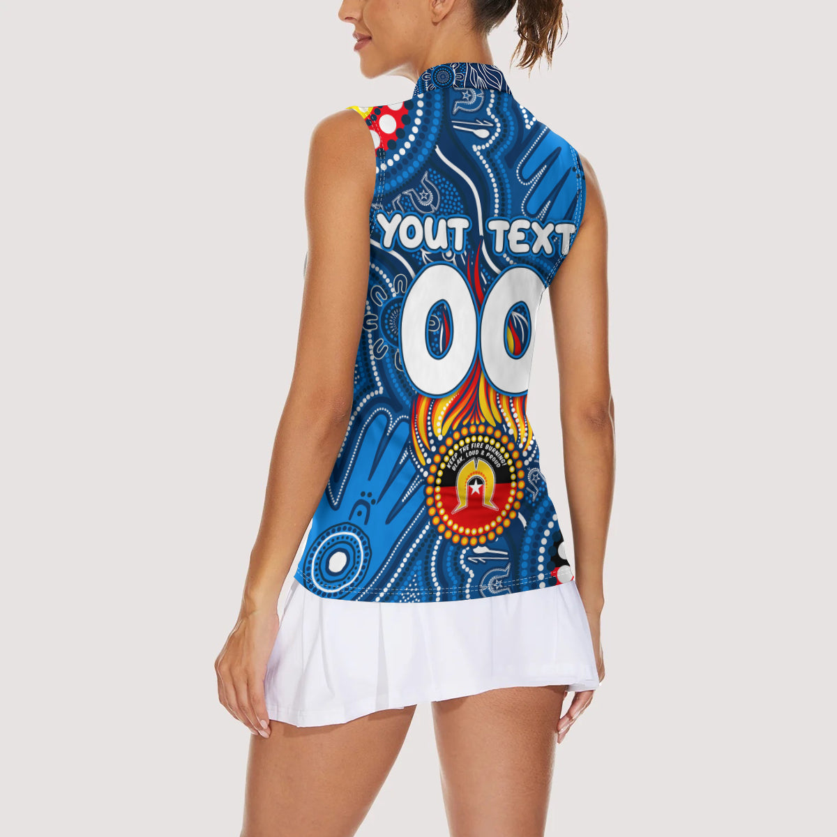 Personalised NAIDOC Week 2024 Geelong Cats Women Sleeveless Polo Shirt Australian Aboriginal Hand Painting