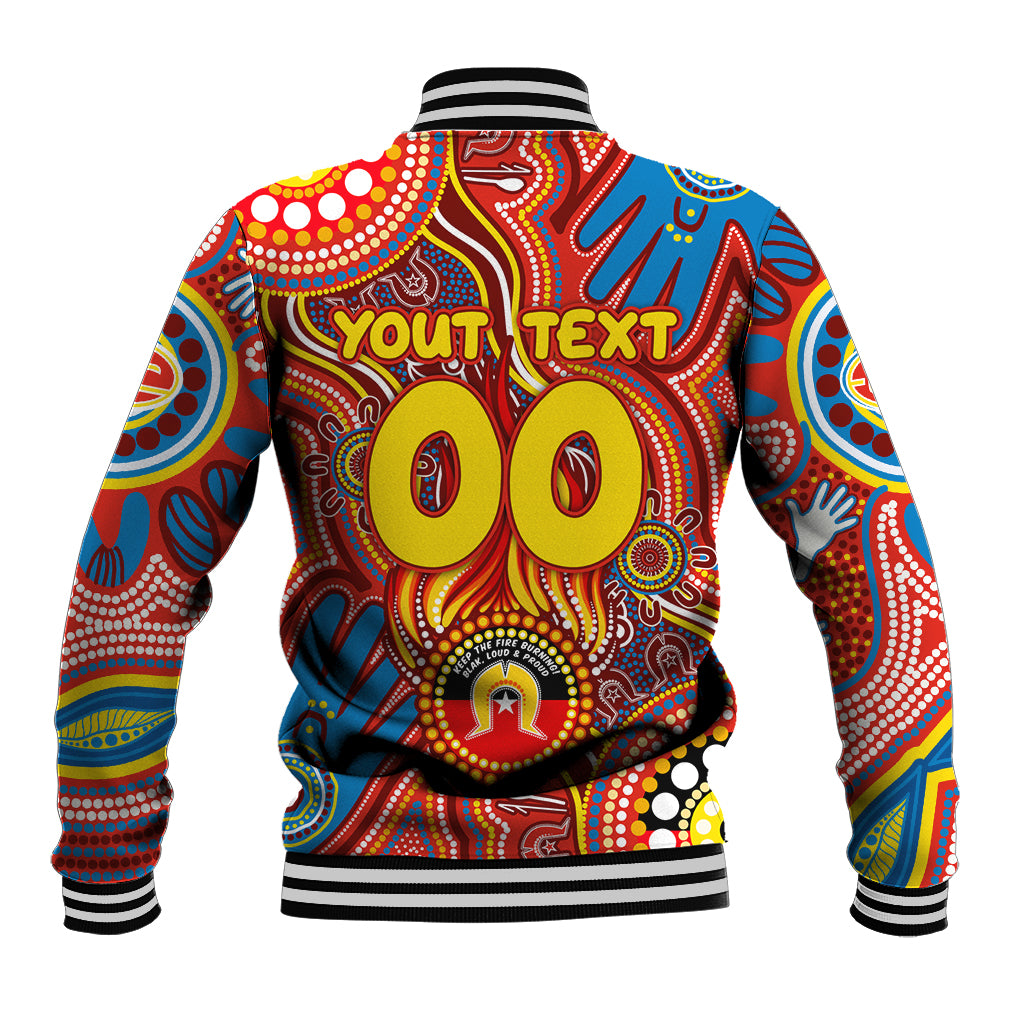 Personalised NAIDOC Week 2024 Gold Coast Suns Baseball Jacket Australian Aboriginal Hand Painting