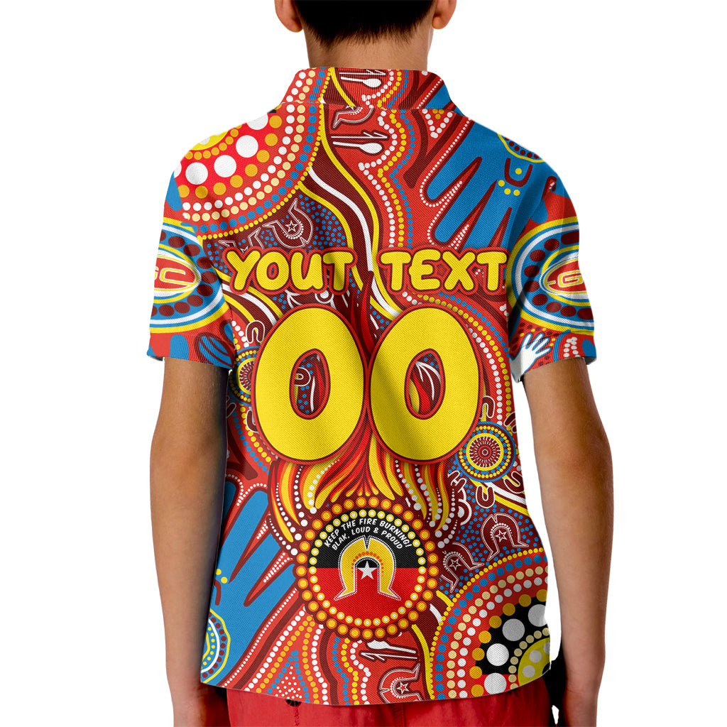 Personalised NAIDOC Week 2024 Gold Coast Suns Kid Polo Shirt Australian Aboriginal Hand Painting