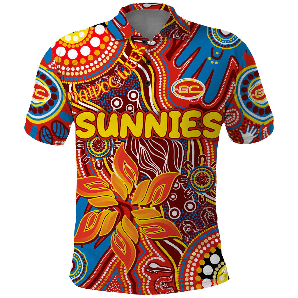 Personalised NAIDOC Week 2024 Gold Coast Suns Polo Shirt Australian Aboriginal Hand Painting