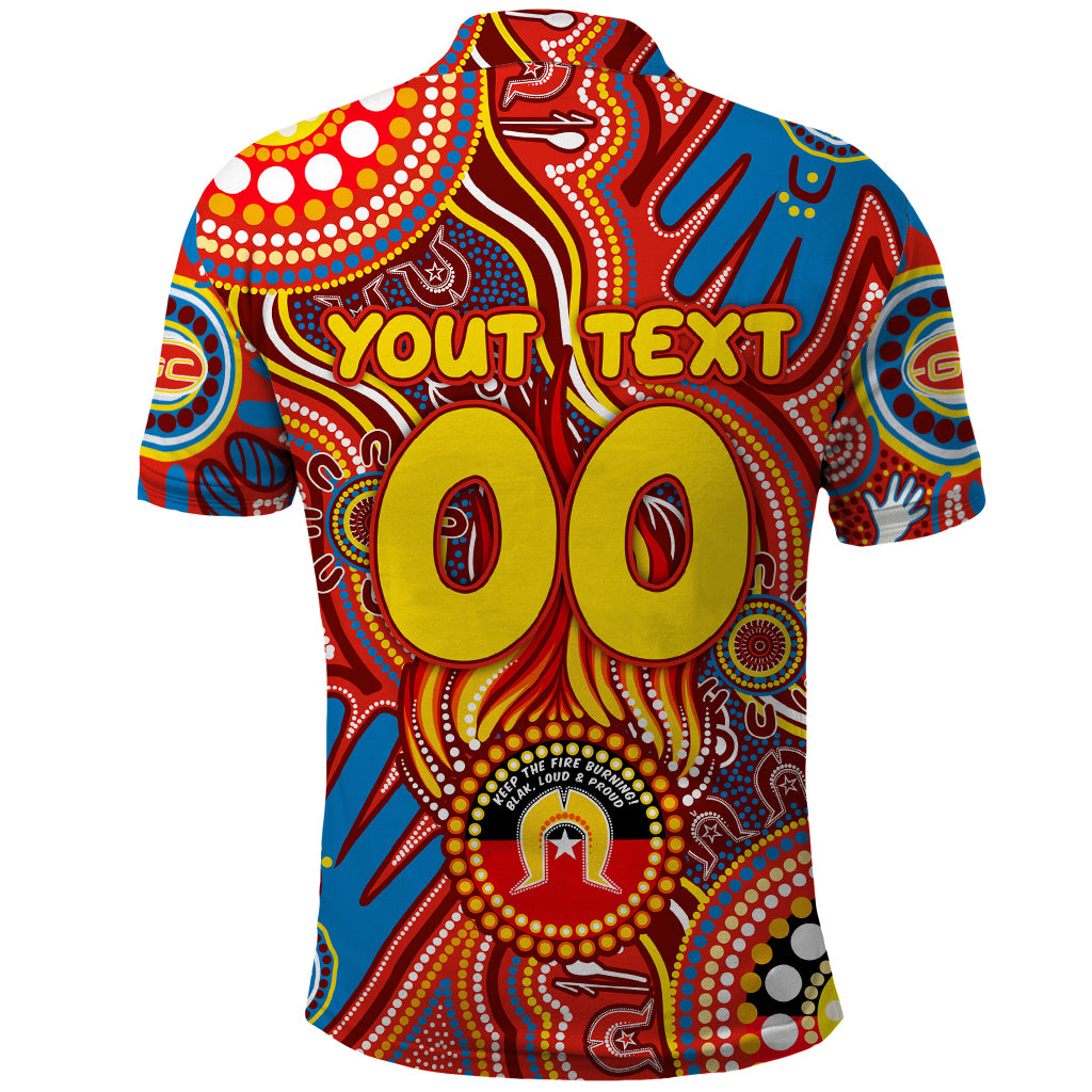 Personalised NAIDOC Week 2024 Gold Coast Suns Polo Shirt Australian Aboriginal Hand Painting