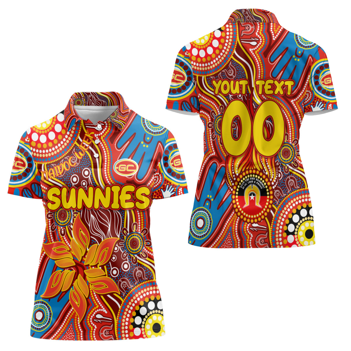 Personalised NAIDOC Week 2024 Gold Coast Suns Women Polo Shirt Australian Aboriginal Hand Painting