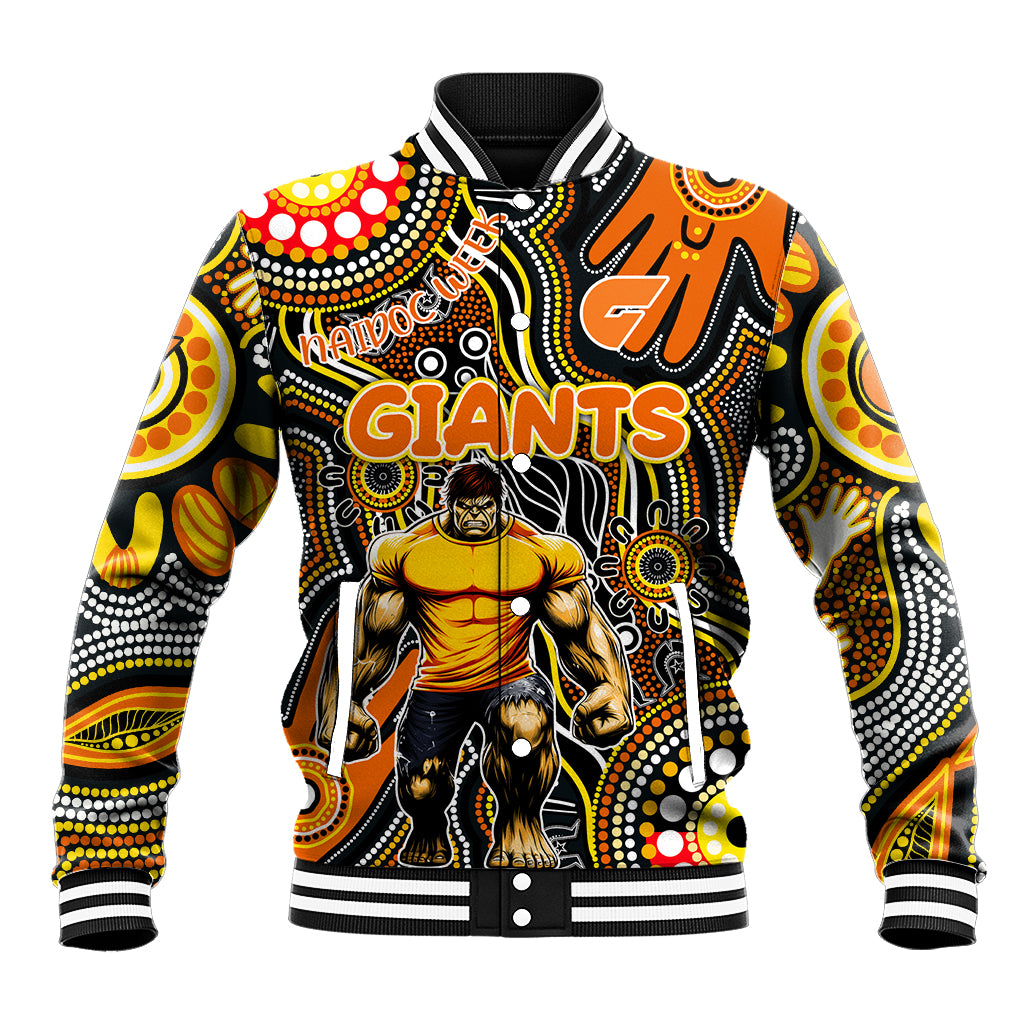 Personalised NAIDOC Week 2024 GWS Giants Baseball Jacket Australian Aboriginal Hand Painting