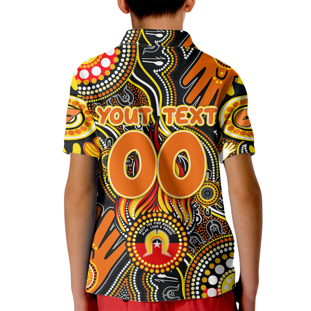 Personalised NAIDOC Week 2024 GWS Giants Kid Polo Shirt Australian Aboriginal Hand Painting