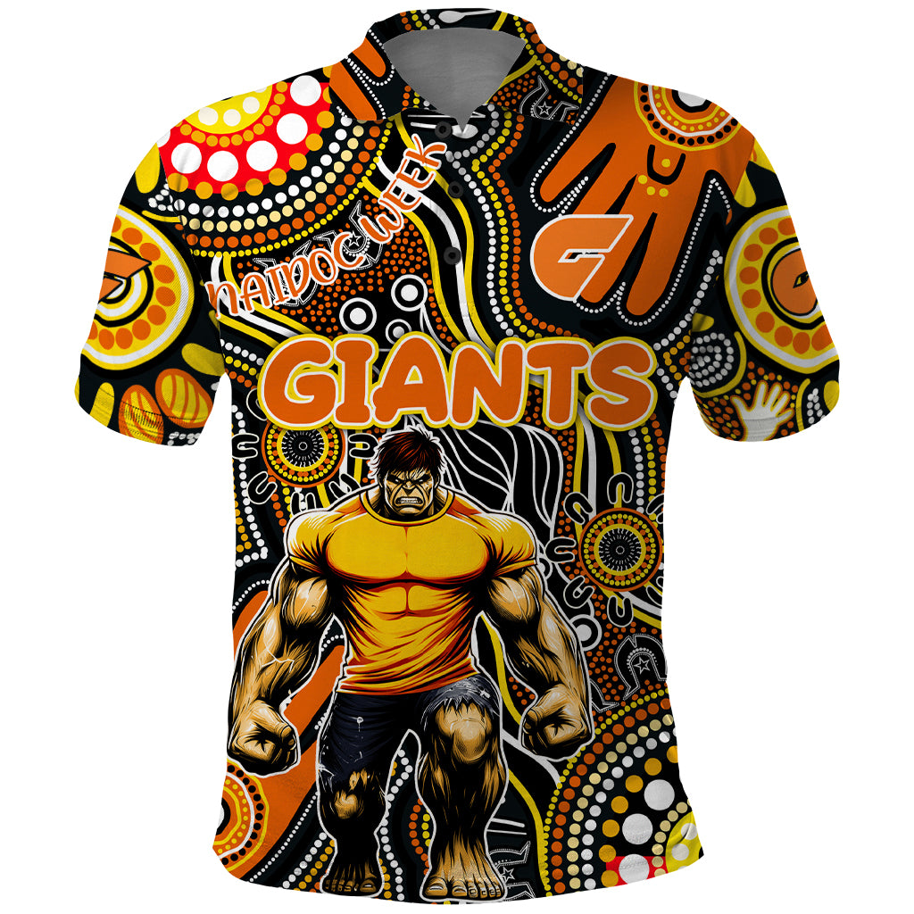 Personalised NAIDOC Week 2024 GWS Giants Polo Shirt Australian Aboriginal Hand Painting