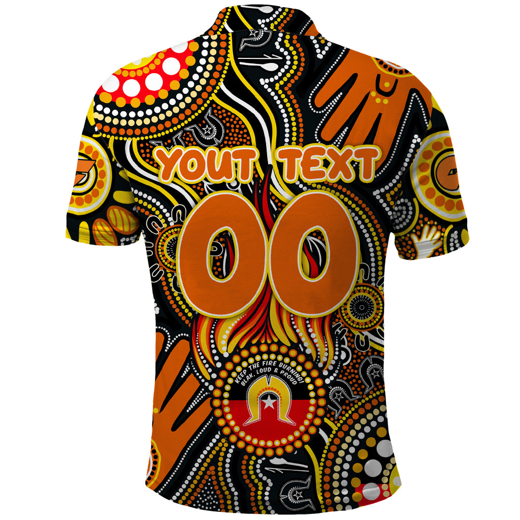 Personalised NAIDOC Week 2024 GWS Giants Polo Shirt Australian Aboriginal Hand Painting