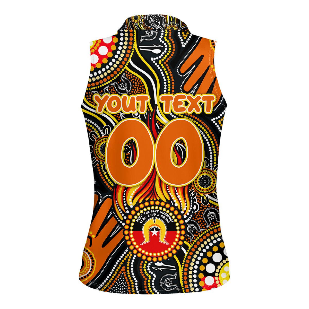 Personalised NAIDOC Week 2024 GWS Giants Women Sleeveless Polo Shirt Australian Aboriginal Hand Painting