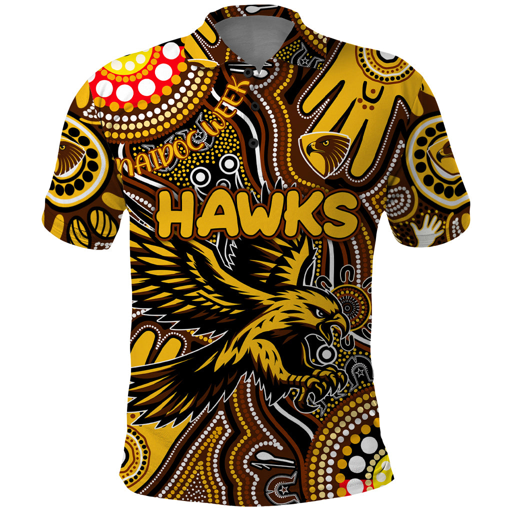 Personalised NAIDOC Week 2024 Hawthorn Hawks Polo Shirt Australian Aboriginal Hand Painting