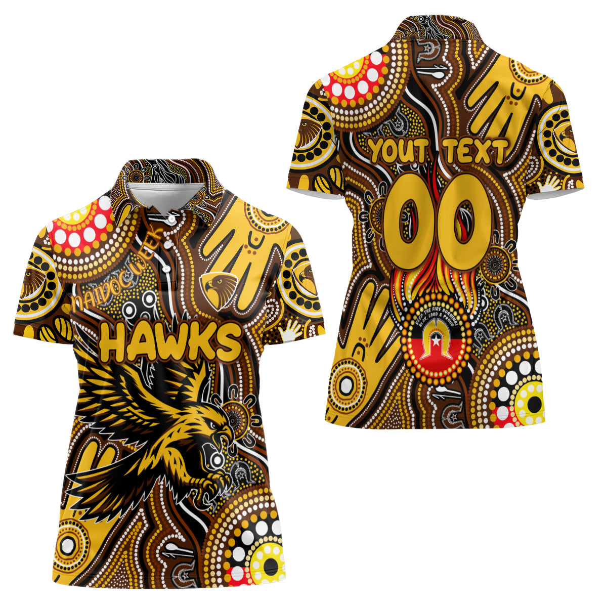 Personalised NAIDOC Week 2024 Hawthorn Hawks Women Polo Shirt Australian Aboriginal Hand Painting