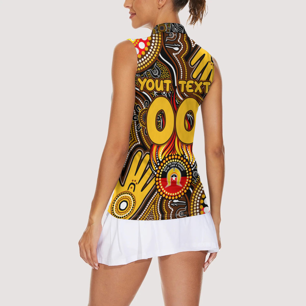 Personalised NAIDOC Week 2024 Hawthorn Hawks Women Sleeveless Polo Shirt Australian Aboriginal Hand Painting