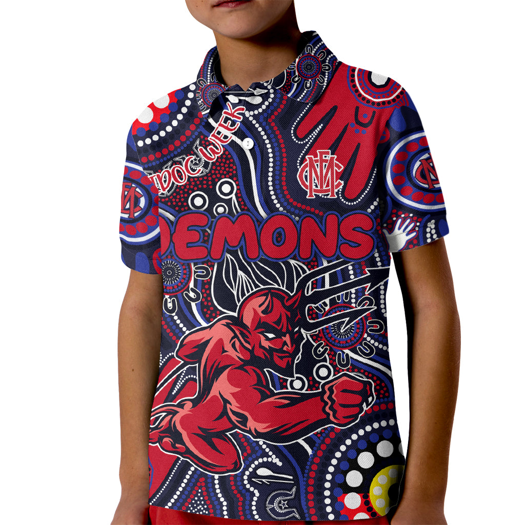 Personalised NAIDOC Week 2024 North Melbourne Kangaroos Kid Polo Shirt Australian Aboriginal Hand Painting