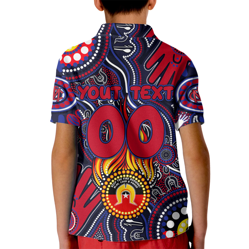 Personalised NAIDOC Week 2024 North Melbourne Kangaroos Kid Polo Shirt Australian Aboriginal Hand Painting