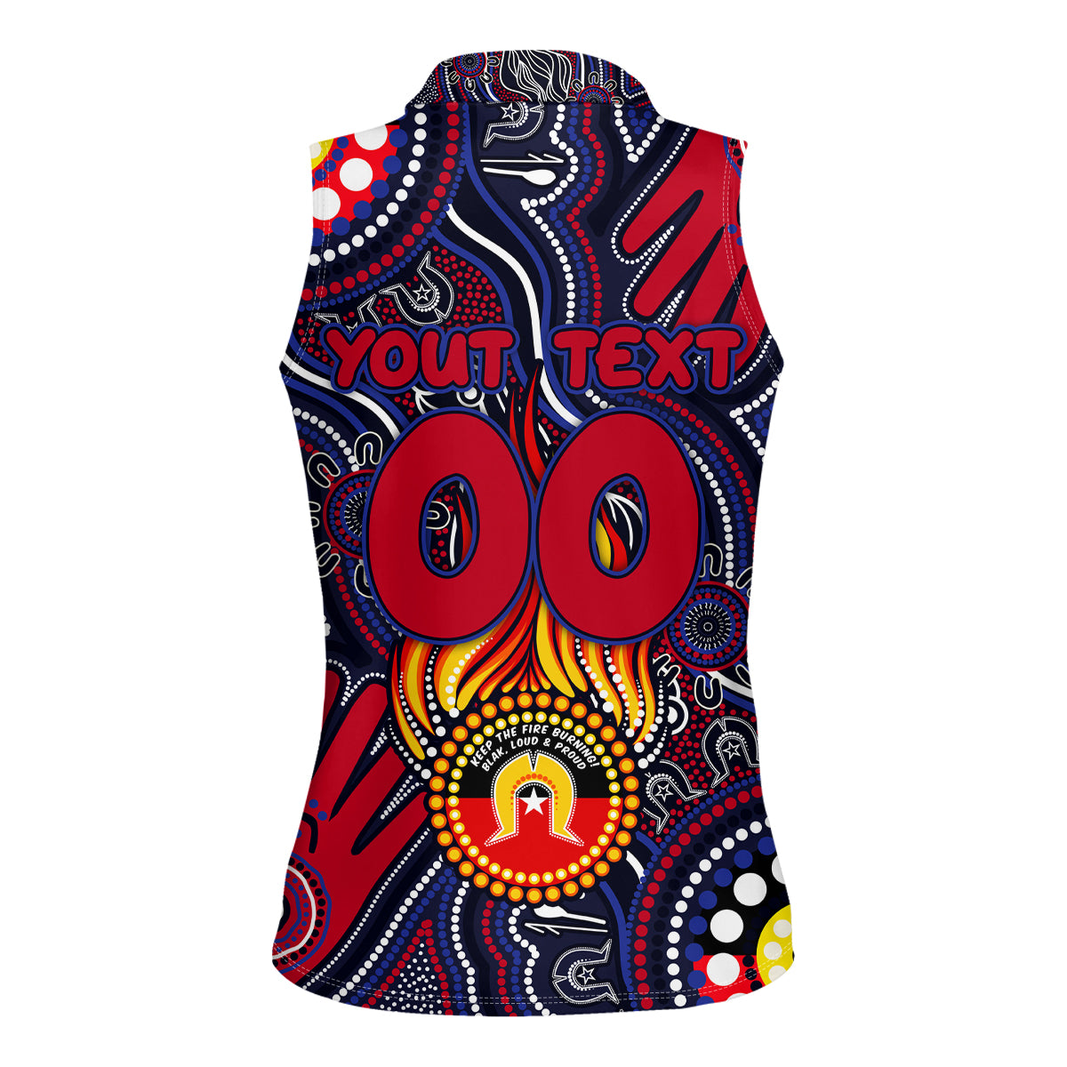 Personalised NAIDOC Week 2024 North Melbourne Kangaroos Women Sleeveless Polo Shirt Australian Aboriginal Hand Painting