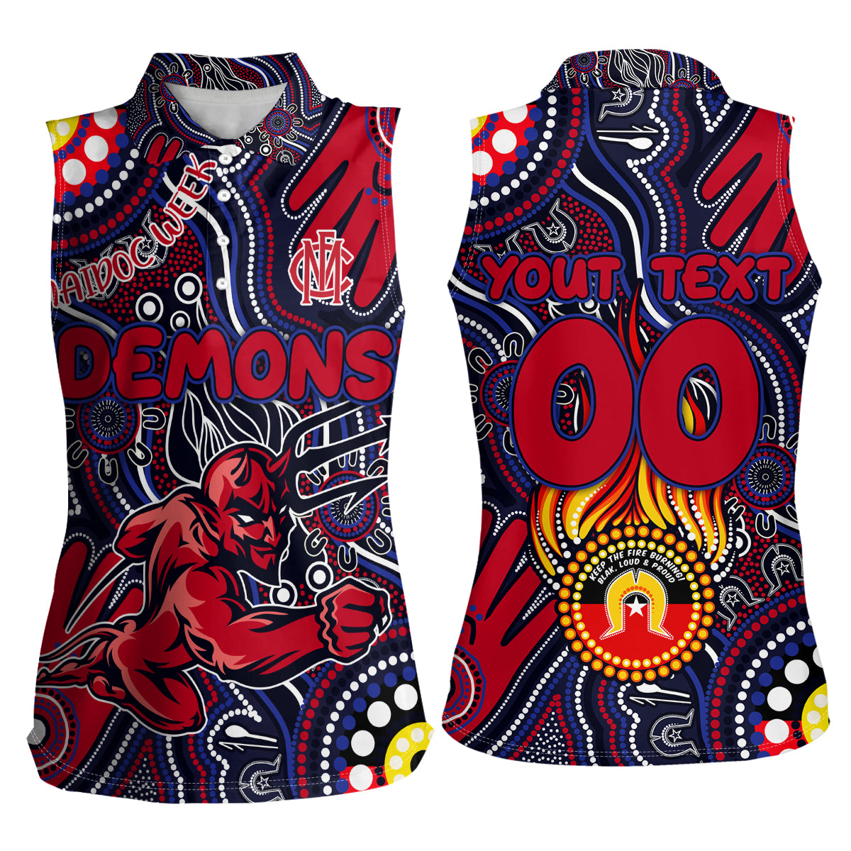 Personalised NAIDOC Week 2024 North Melbourne Kangaroos Women Sleeveless Polo Shirt Australian Aboriginal Hand Painting