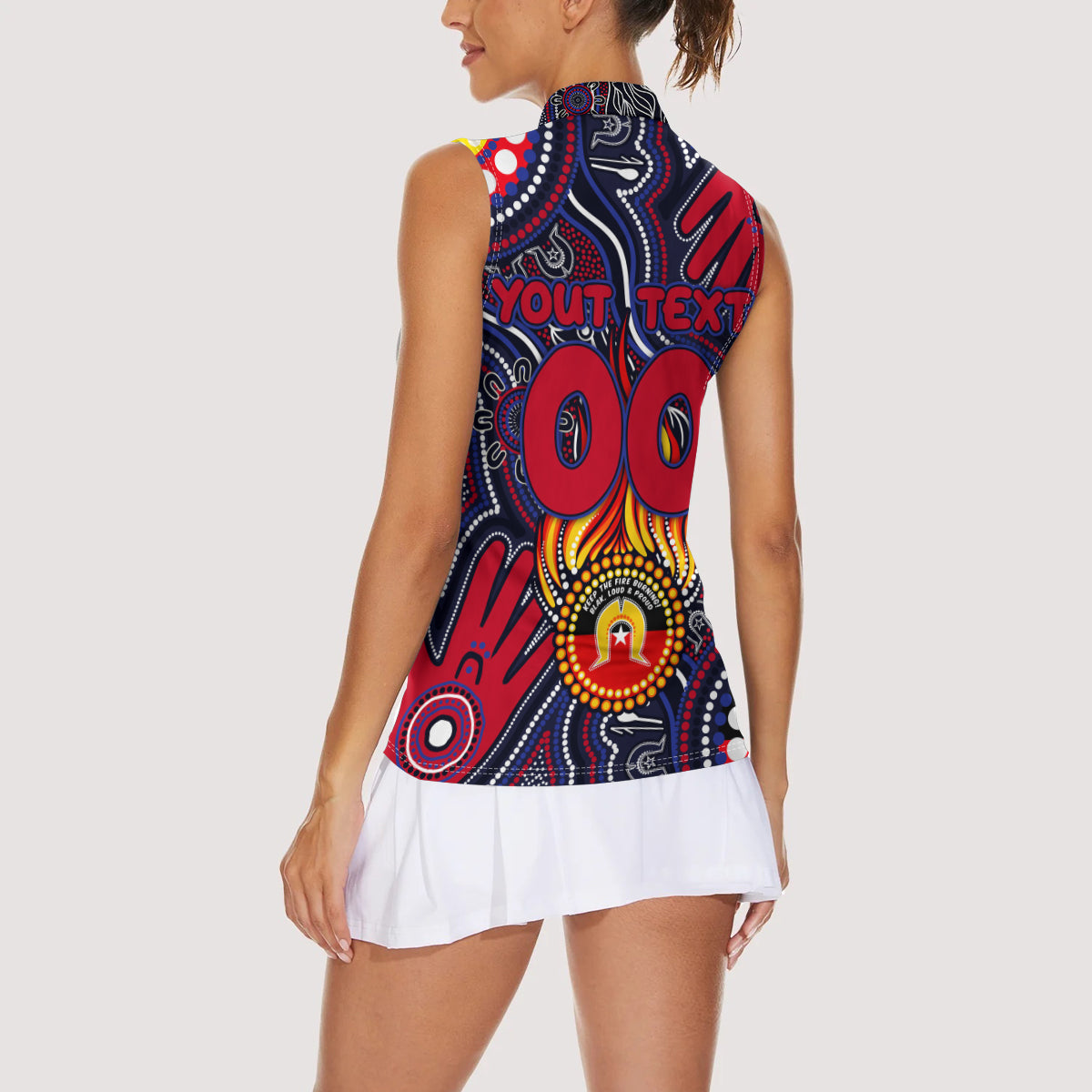 Personalised NAIDOC Week 2024 North Melbourne Kangaroos Women Sleeveless Polo Shirt Australian Aboriginal Hand Painting