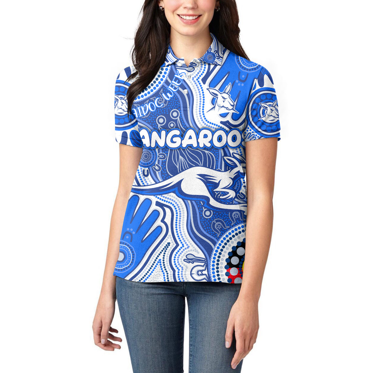 Personalised NAIDOC Week 2024 Melbourne Demons Women Polo Shirt Australian Aboriginal Hand Painting