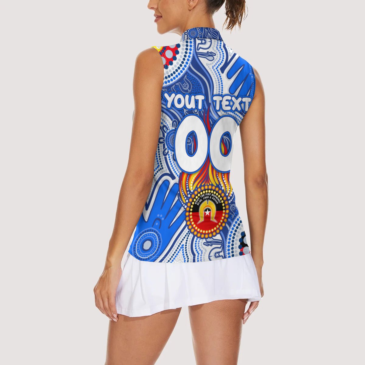 Personalised NAIDOC Week 2024 Melbourne Demons Women Sleeveless Polo Shirt Australian Aboriginal Hand Painting