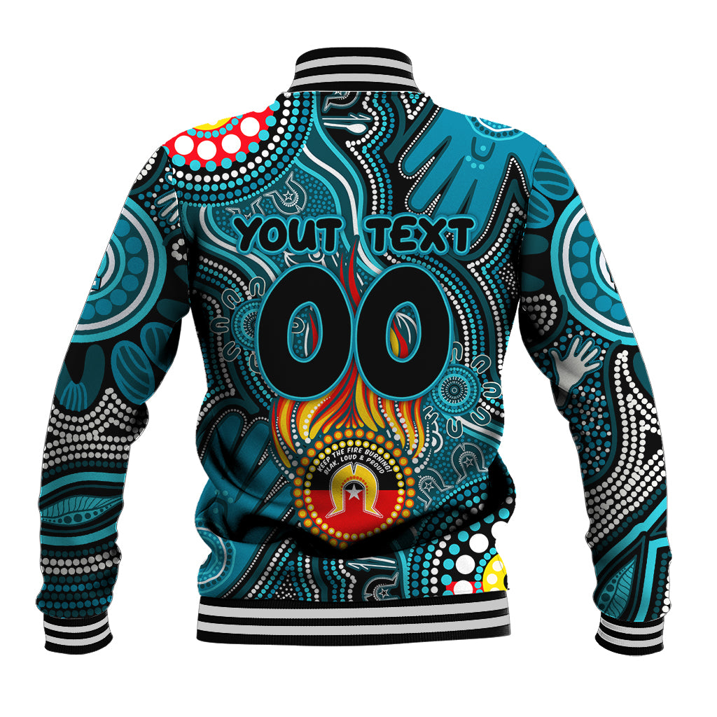 Personalised NAIDOC Week 2024 Port Adelaide Power Baseball Jacket Australian Aboriginal Hand Painting