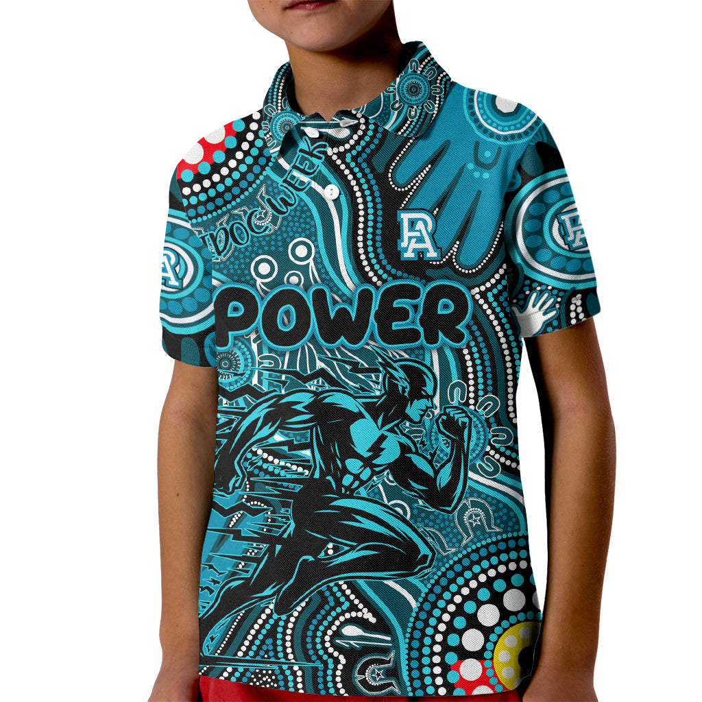 Personalised NAIDOC Week 2024 Port Adelaide Power Kid Polo Shirt Australian Aboriginal Hand Painting