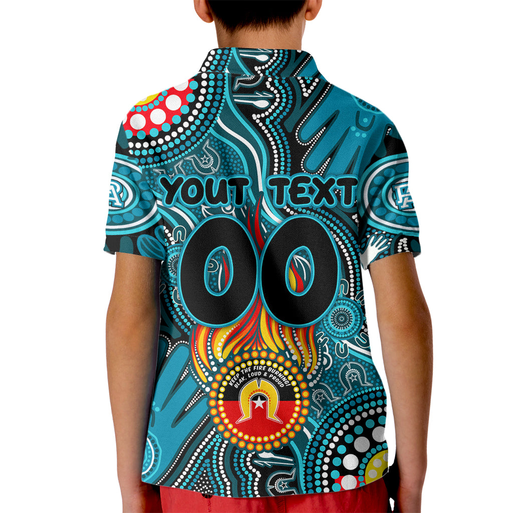 Personalised NAIDOC Week 2024 Port Adelaide Power Kid Polo Shirt Australian Aboriginal Hand Painting