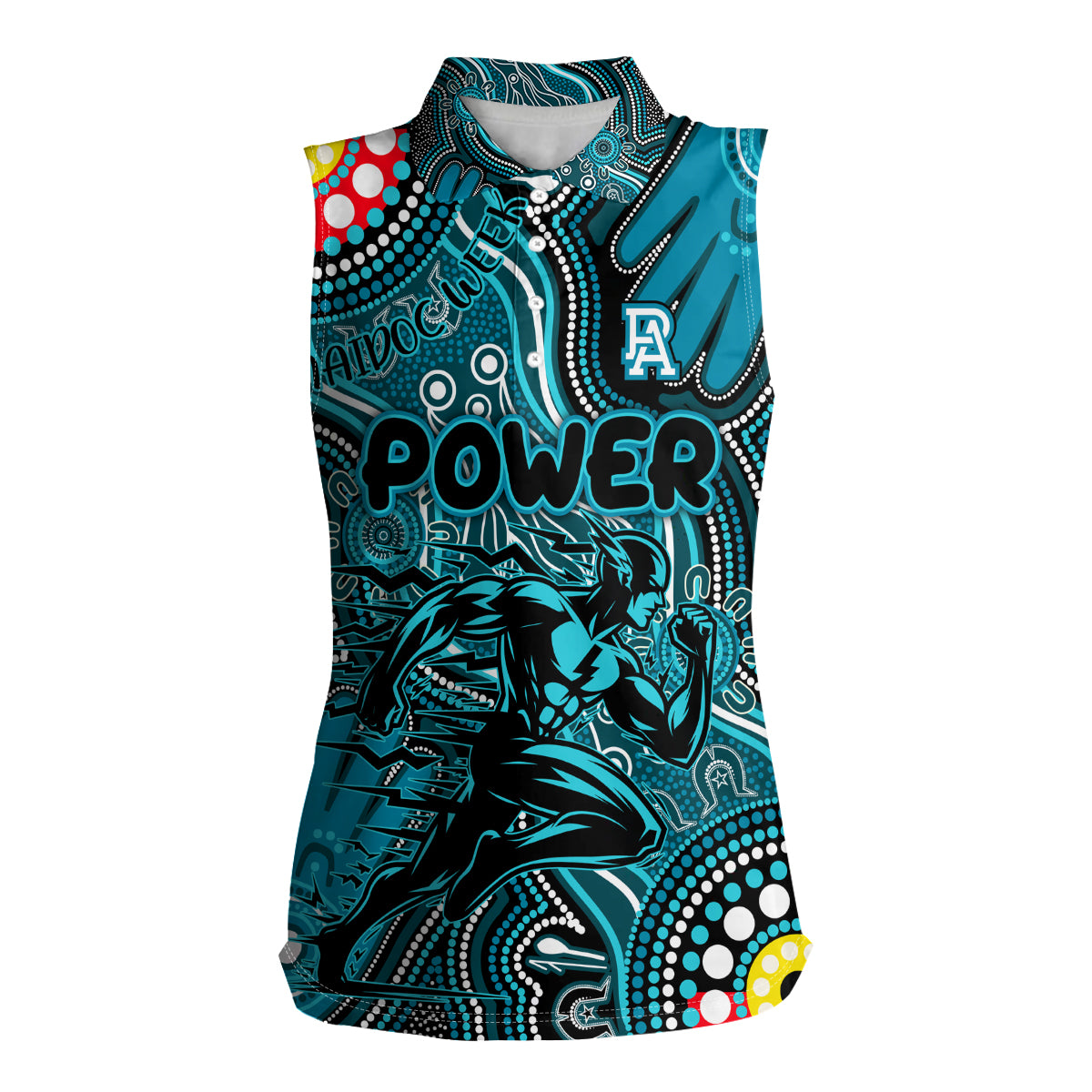 Personalised NAIDOC Week 2024 Port Adelaide Power Women Sleeveless Polo Shirt Australian Aboriginal Hand Painting