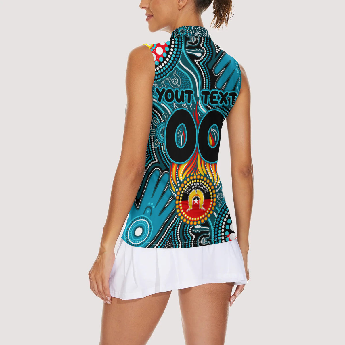 Personalised NAIDOC Week 2024 Port Adelaide Power Women Sleeveless Polo Shirt Australian Aboriginal Hand Painting