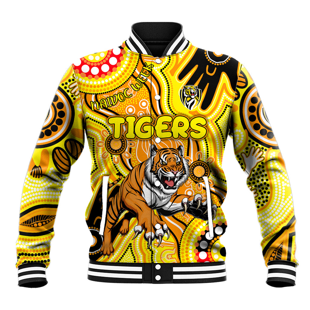 Personalised NAIDOC Week 2024 Richmond Tiger Baseball Jacket Australian Aboriginal Hand Painting