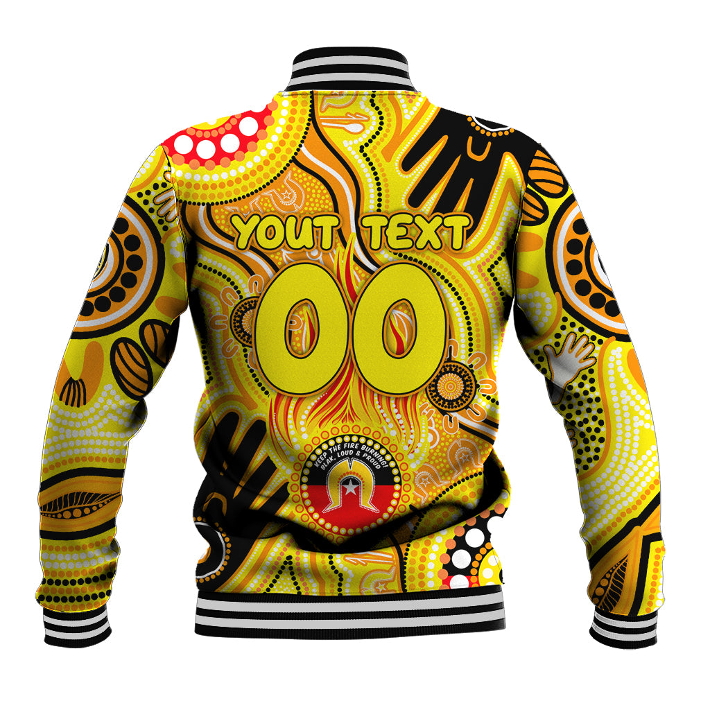 Personalised NAIDOC Week 2024 Richmond Tiger Baseball Jacket Australian Aboriginal Hand Painting