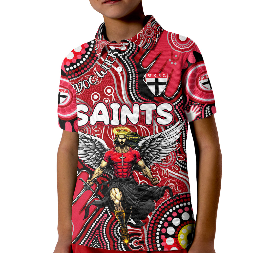 Personalised NAIDOC Week 2024 St Kilda Saints Kid Polo Shirt Australian Aboriginal Hand Painting