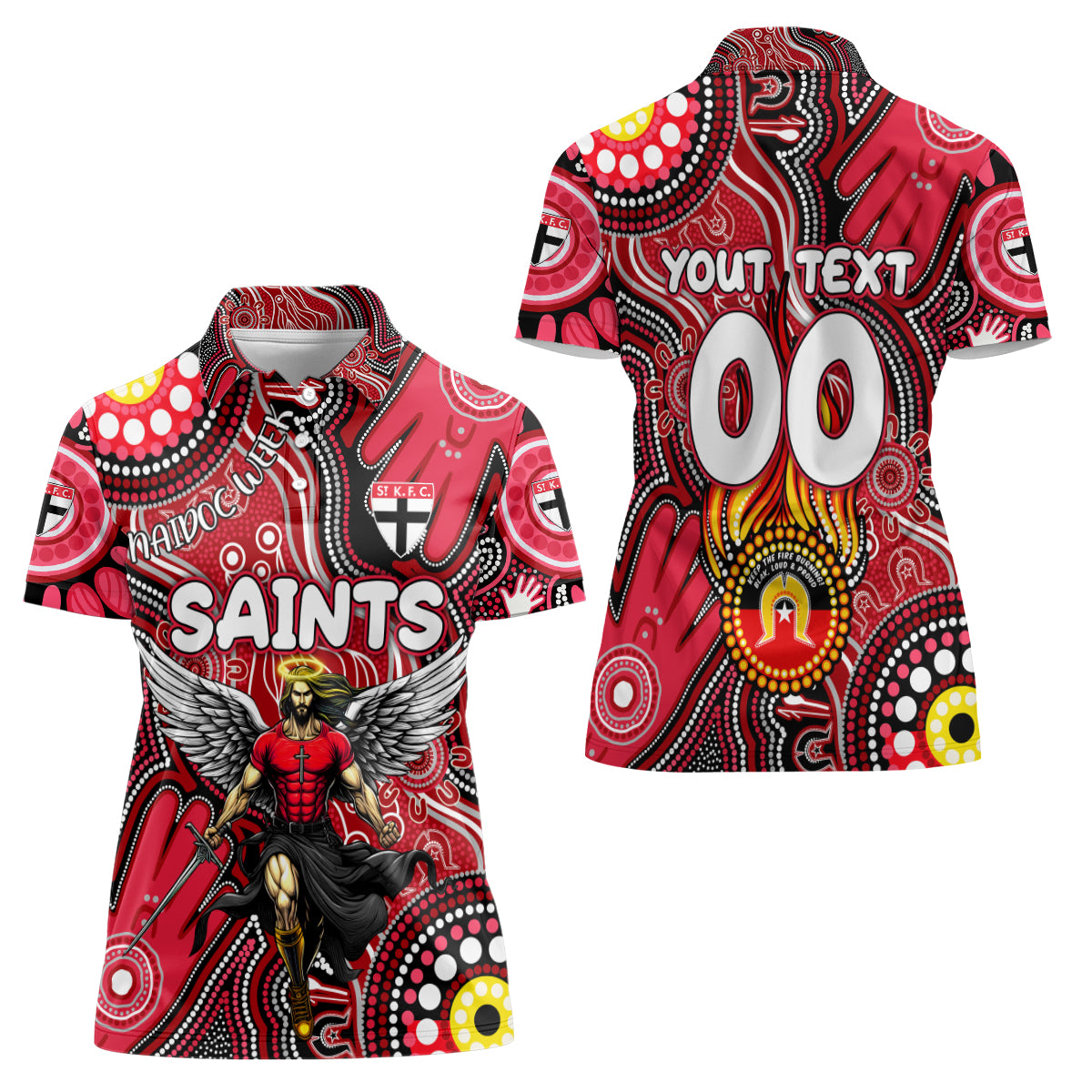 Personalised NAIDOC Week 2024 St Kilda Saints Women Polo Shirt Australian Aboriginal Hand Painting